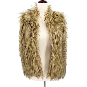 PP LA Clothing brown & black Faux Fur Vest women's SMALL has pockets PPLA